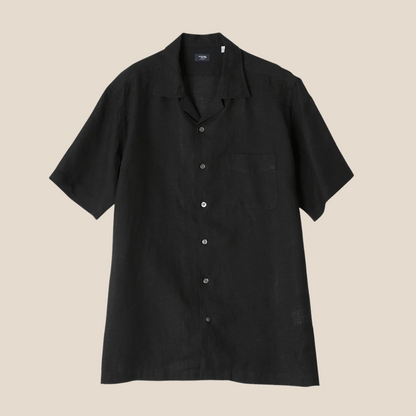Kamakura Belgian Linen Short Sleeve Shirt - Black