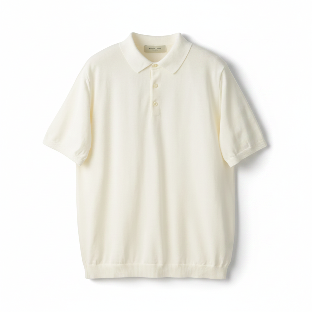 White polo shirt on a beige background