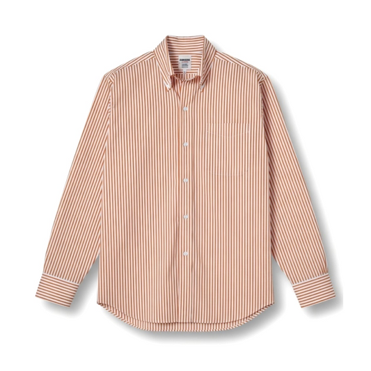 Kamakura Ametora Button Down Stripe Broadcloth Poplin Orange