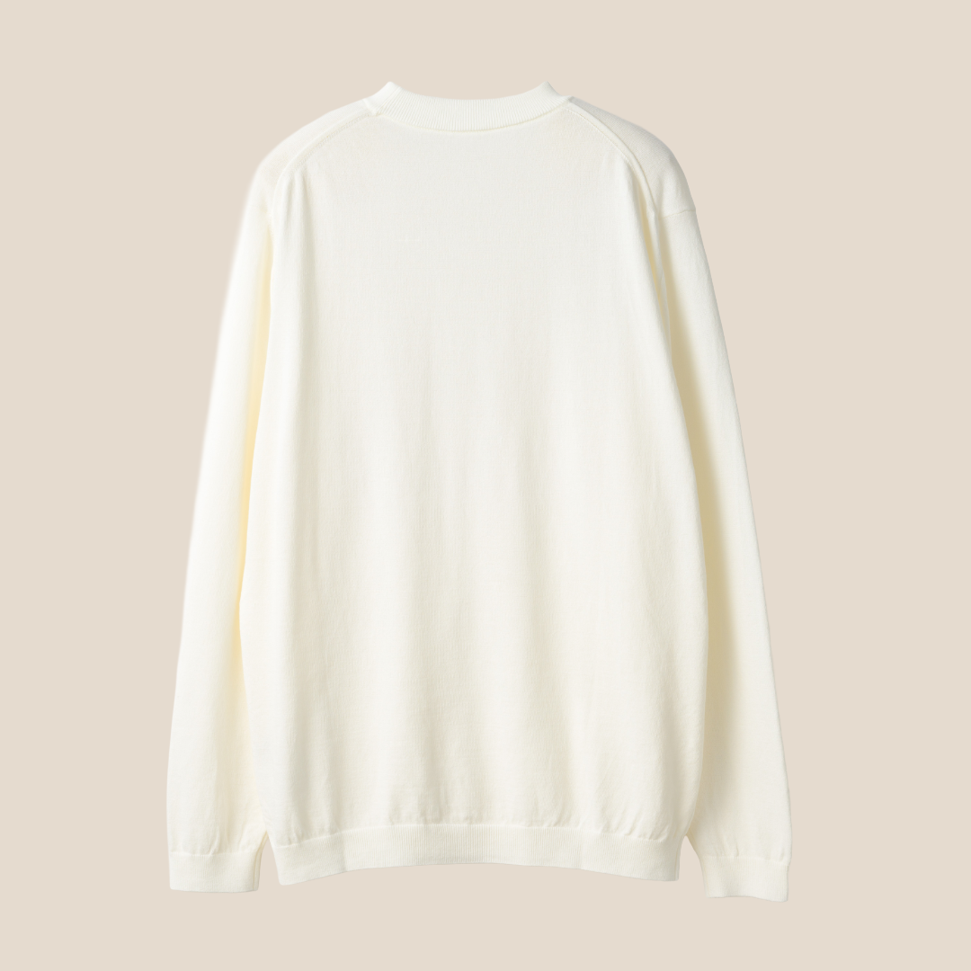 Mooncastle - Ice Cotton Mock Neck, Long Sleeve - Off White