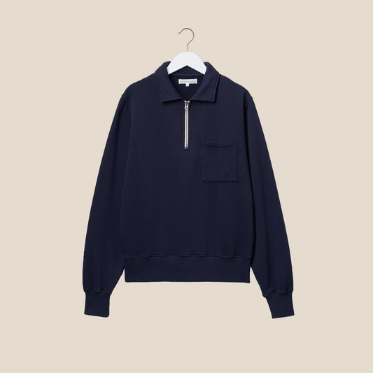 Merz b. Schwanen - Zip Collar Sweatshirt Dark Navy