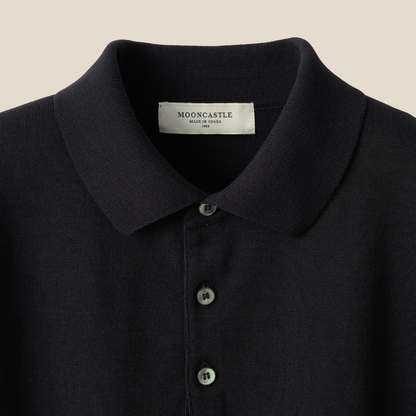 Mooncastle - Ice Cotton Polo, Short Sleeve - Black