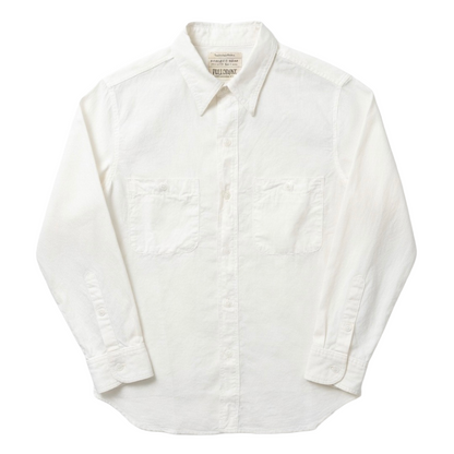 White Full Count Chambray Shirt 4810 with classic collar, button-down front, and long sleeves, displayed flat.