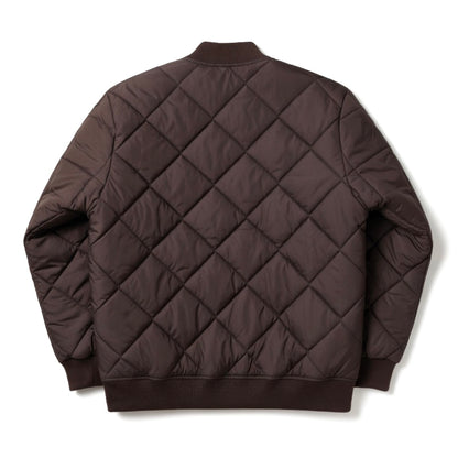 Lavenham chocolate bomber jacket, stylish outerwear with a classic design, displayed on a hanger against a neutral background.