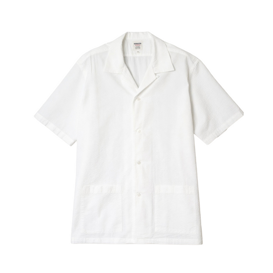 Kamakura Shonan Beach Shirt - White Seersucker