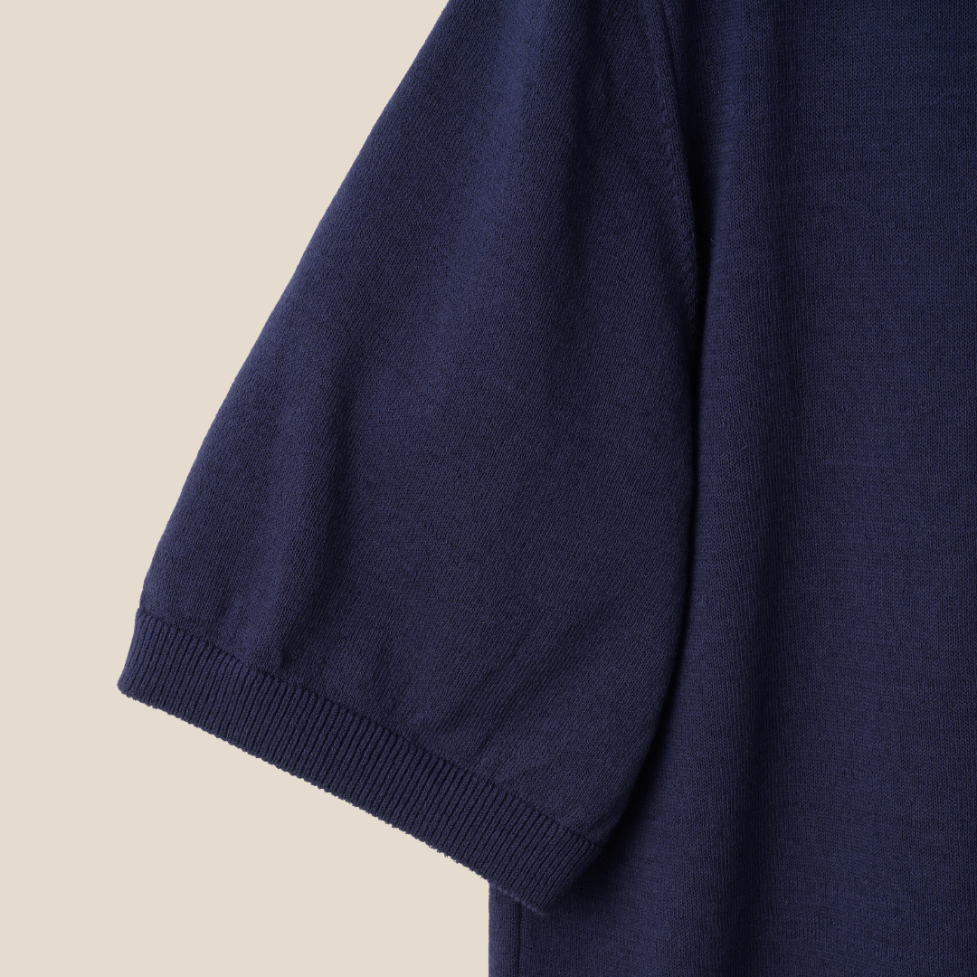 Mooncastle - Ice Cotton Polo, Short Sleeve - Navy