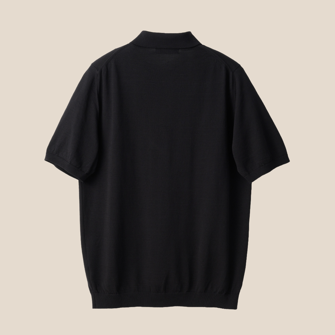 Mooncastle - Ice Cotton Polo, Short Sleeve - Black