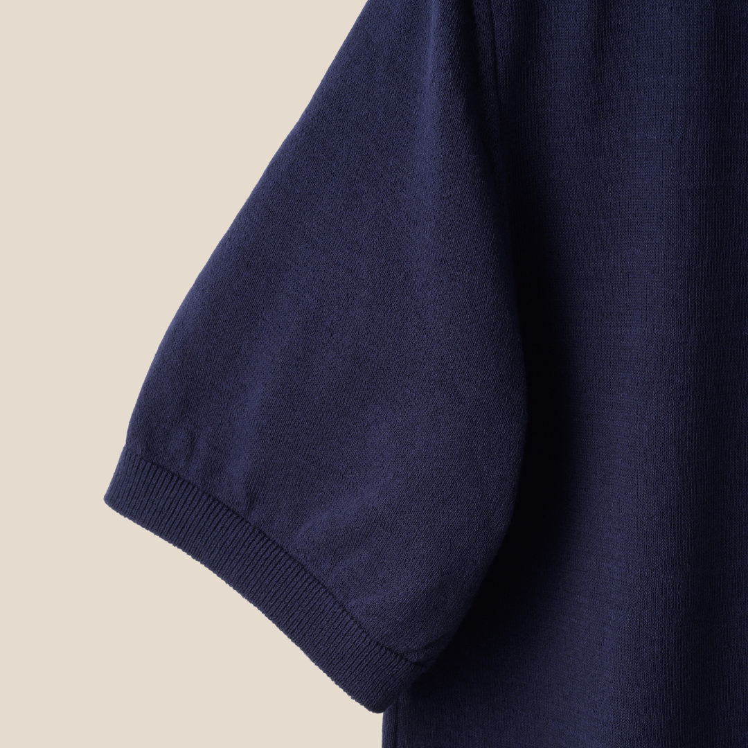 Mooncastle - Ice Cotton Crewneck, Short Sleeve - Navy
