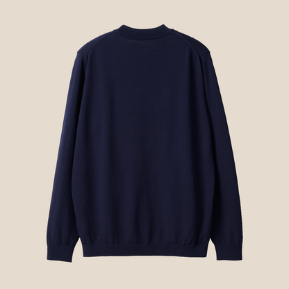 Mooncastle - Ice Cotton Mock Neck, Long Sleeve - Navy