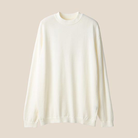 Mooncastle - Ice Cotton Mock Neck, Long Sleeve - Off White