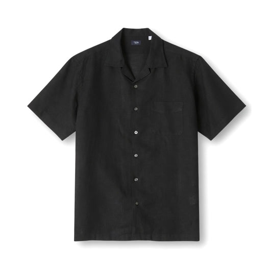 Kamakura Belgian Linen Short Sleeve Shirt - Black