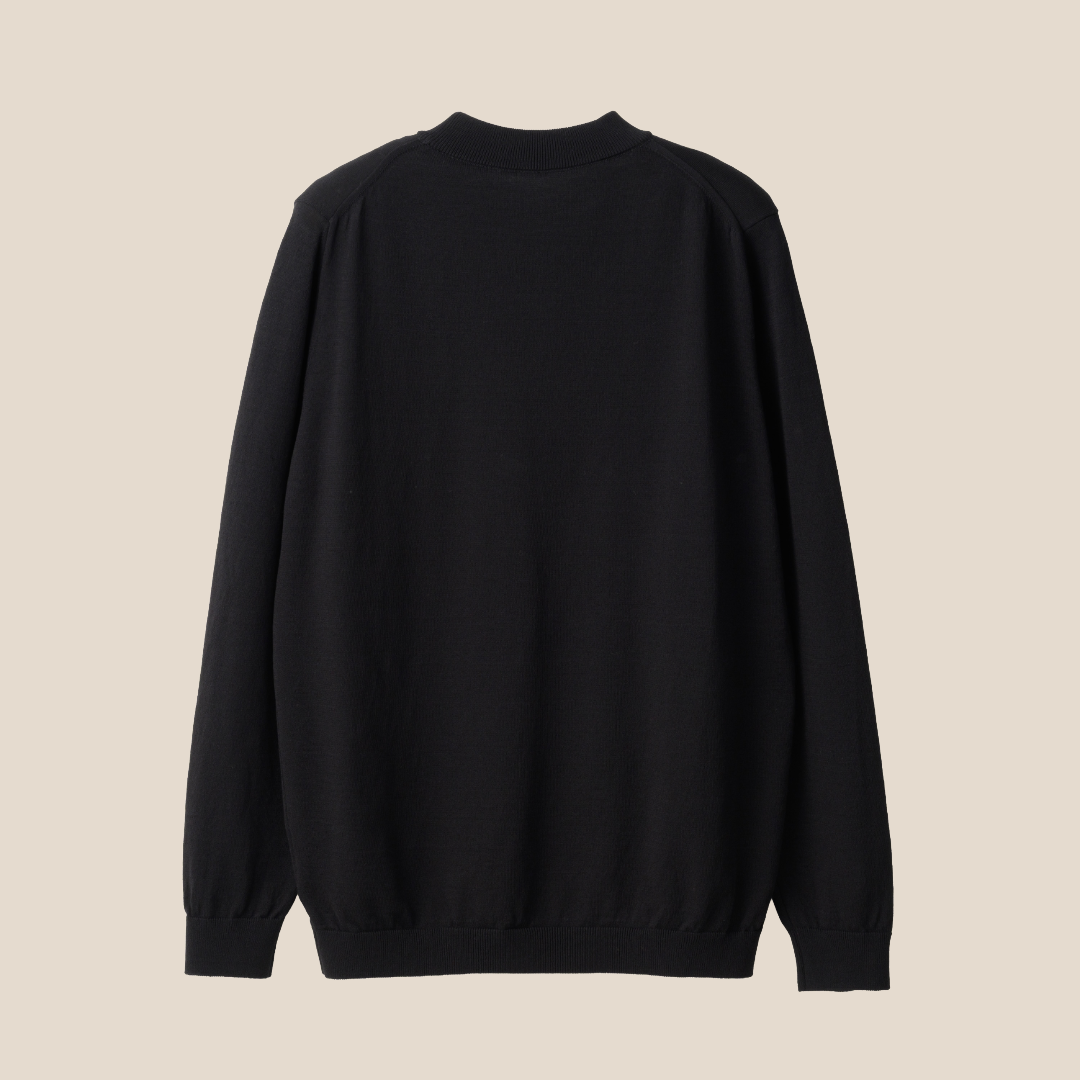 Mooncastle - Ice Cotton Mock Neck, Long Sleeve - Black