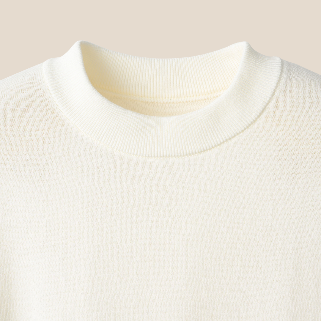 Mooncastle - Ice Cotton Mock Neck, Long Sleeve - Off White