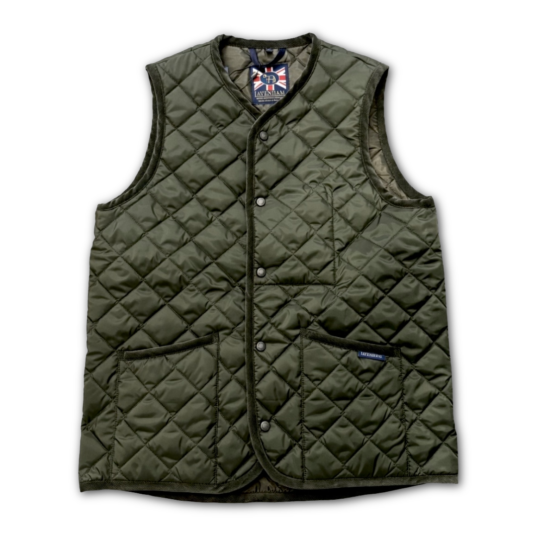 Olive gilet on white background