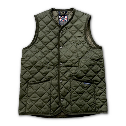 Olive gilet on white background