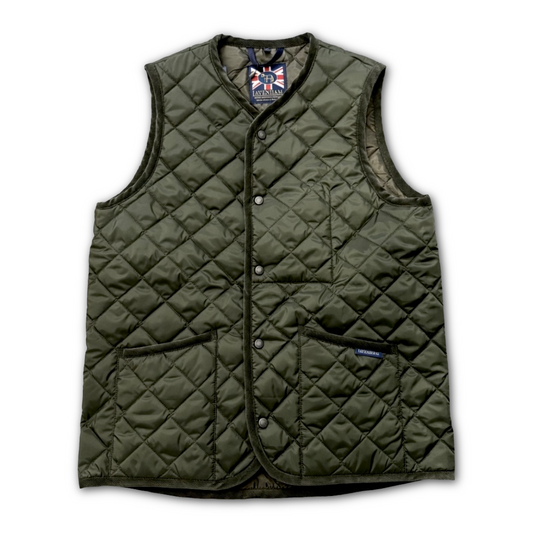 Olive gilet on white background