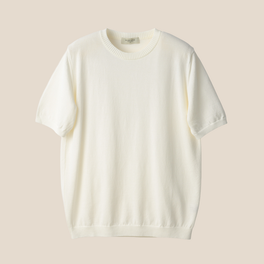 Mooncastle - Ice Cotton Crewneck, Short Sleeve - Off White