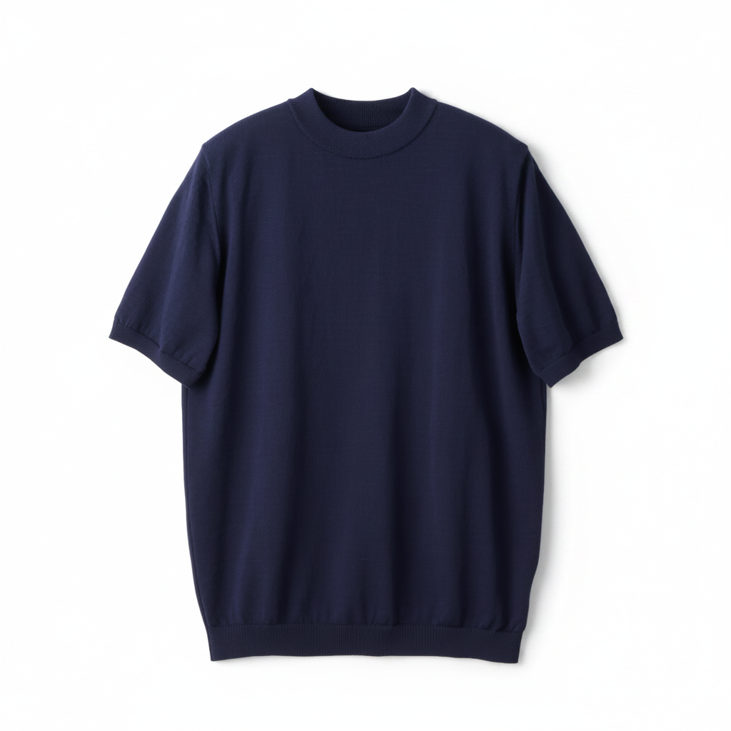 Navy blue t-shirt on a beige background