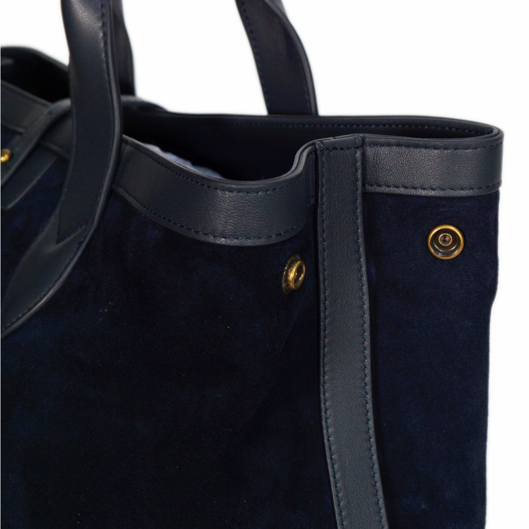 Adam’s Peach navy suede tote bag, stylish accessories with a spacious design, perfect for everyday use.