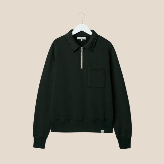 Merz b. Schwanen - Zip Collar Sweatshirt Dark Green