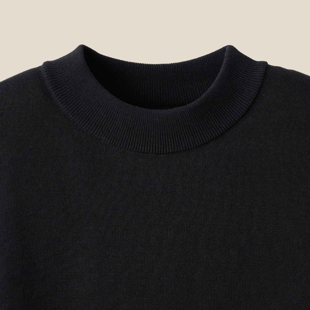 Mooncastle - Ice Cotton Mock Neck, Long Sleeve - Black