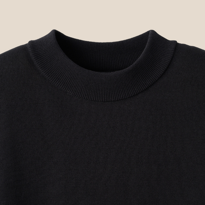 Mooncastle - Ice Cotton Mock Neck, Long Sleeve - Black