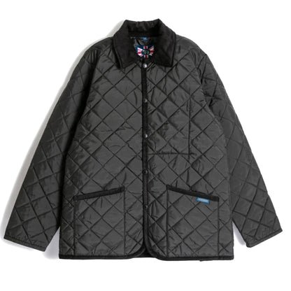 Quilted jacket with diamond pattern on a white background