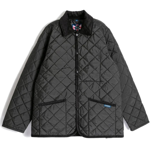 Quilted jacket with diamond pattern on a white background