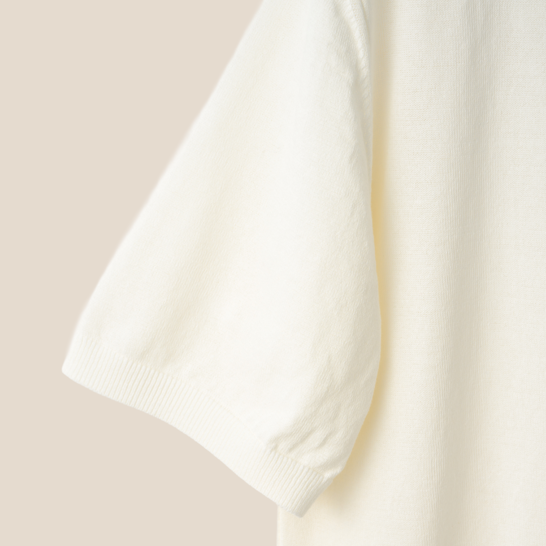 Mooncastle Ice Cotton Polo in off white, short sleeve men's polo shirt with a classic fit and soft cotton fabric.