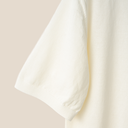 Mooncastle Ice Cotton Polo in off white, short sleeve men's polo shirt with a classic fit and soft cotton fabric.