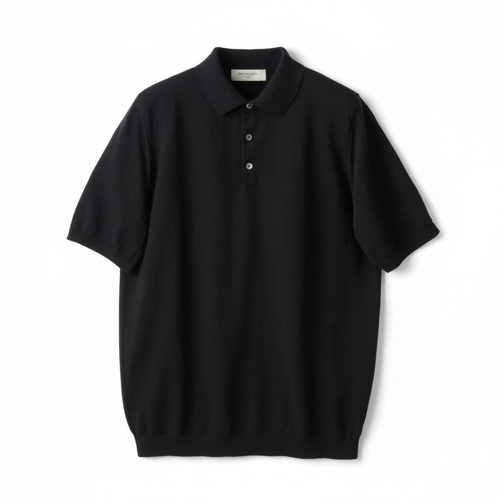 Black polo shirt on a beige background