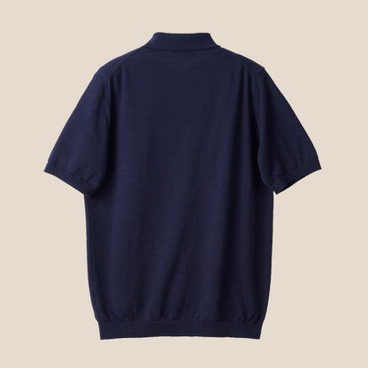 Mooncastle - Ice Cotton Polo, Short Sleeve - Navy