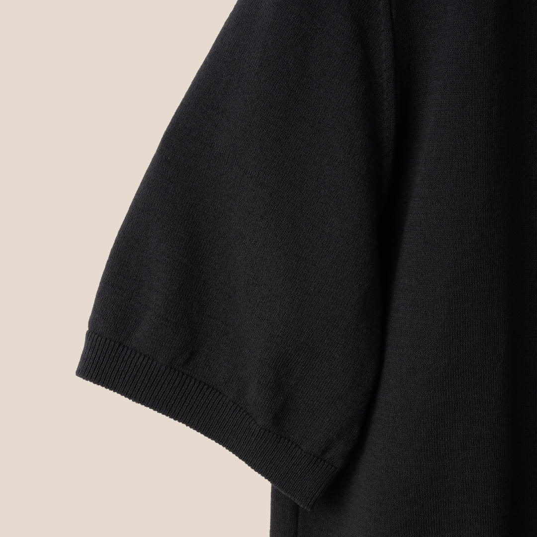 Mooncastle - Ice Cotton Polo, Short Sleeve - Black