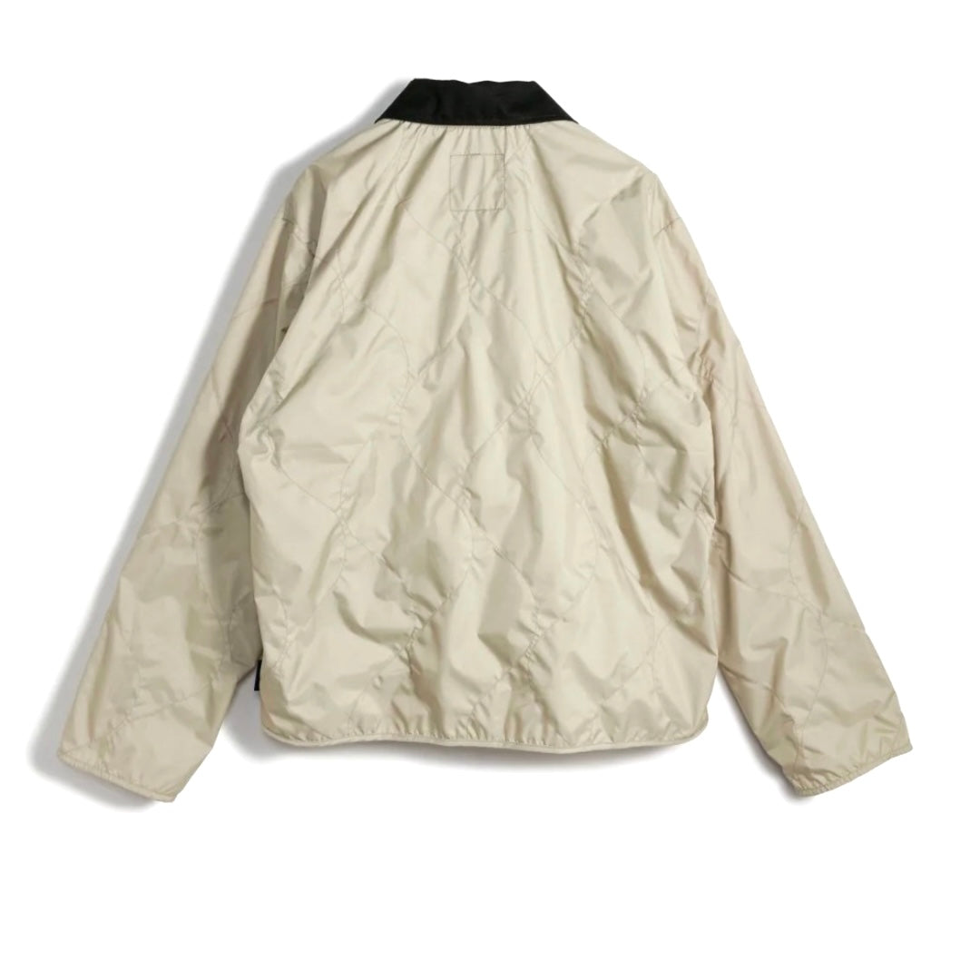 Lavenham natural clay windbreaker outerwear displayed on a hanger, showcasing its lightweight fabric and classic design.