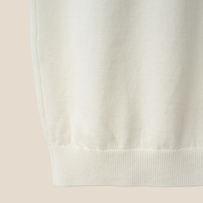 Mooncastle Ice Cotton Mock Neck T-shirt in off-white with short sleeves, showcasing a casual and comfortable fit.