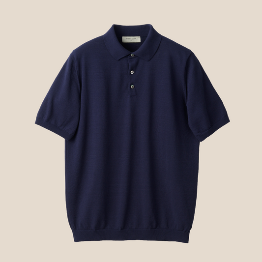 Mooncastle - Ice Cotton Polo, Short Sleeve - Navy