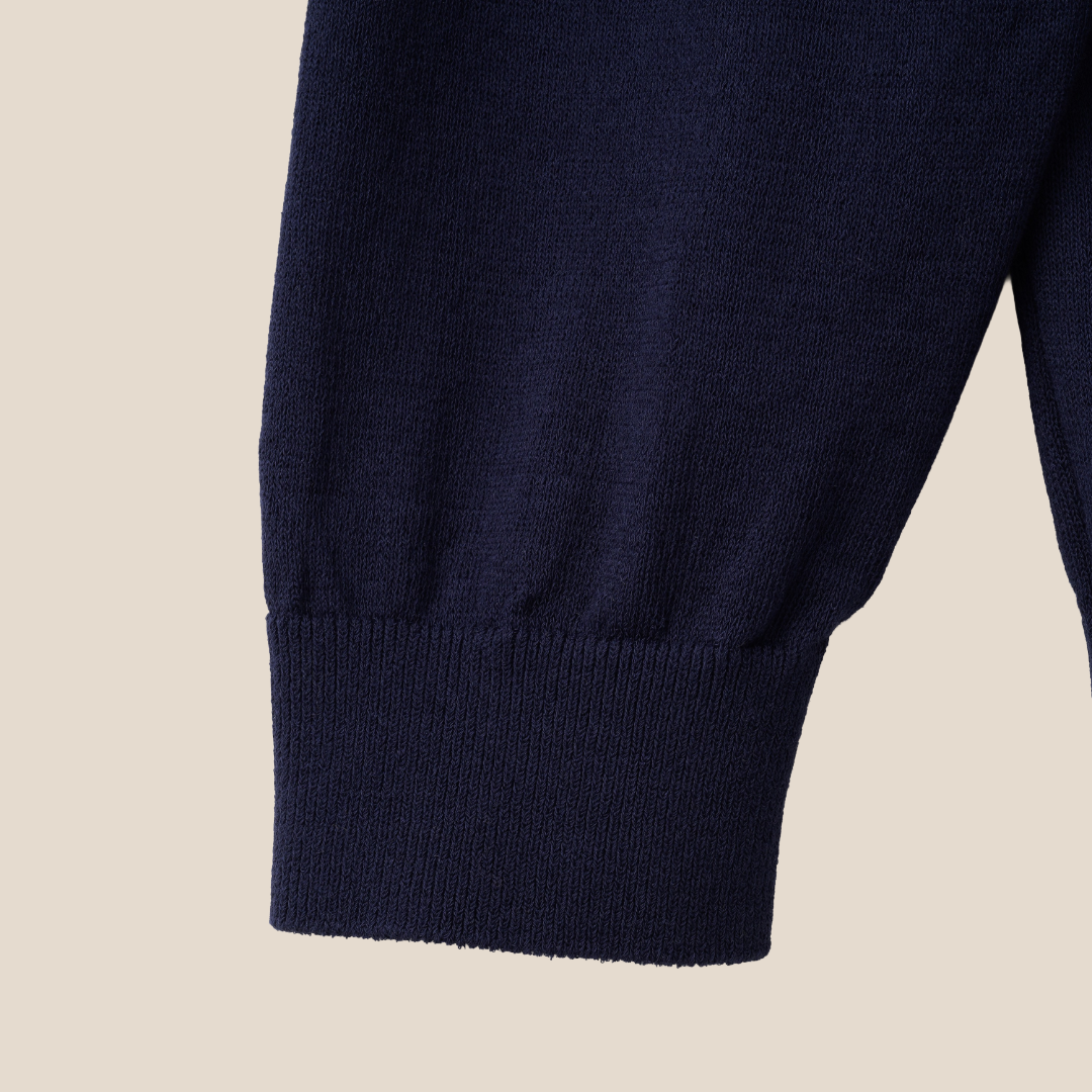 Mooncastle - Ice Cotton Mock Neck, Long Sleeve - Navy