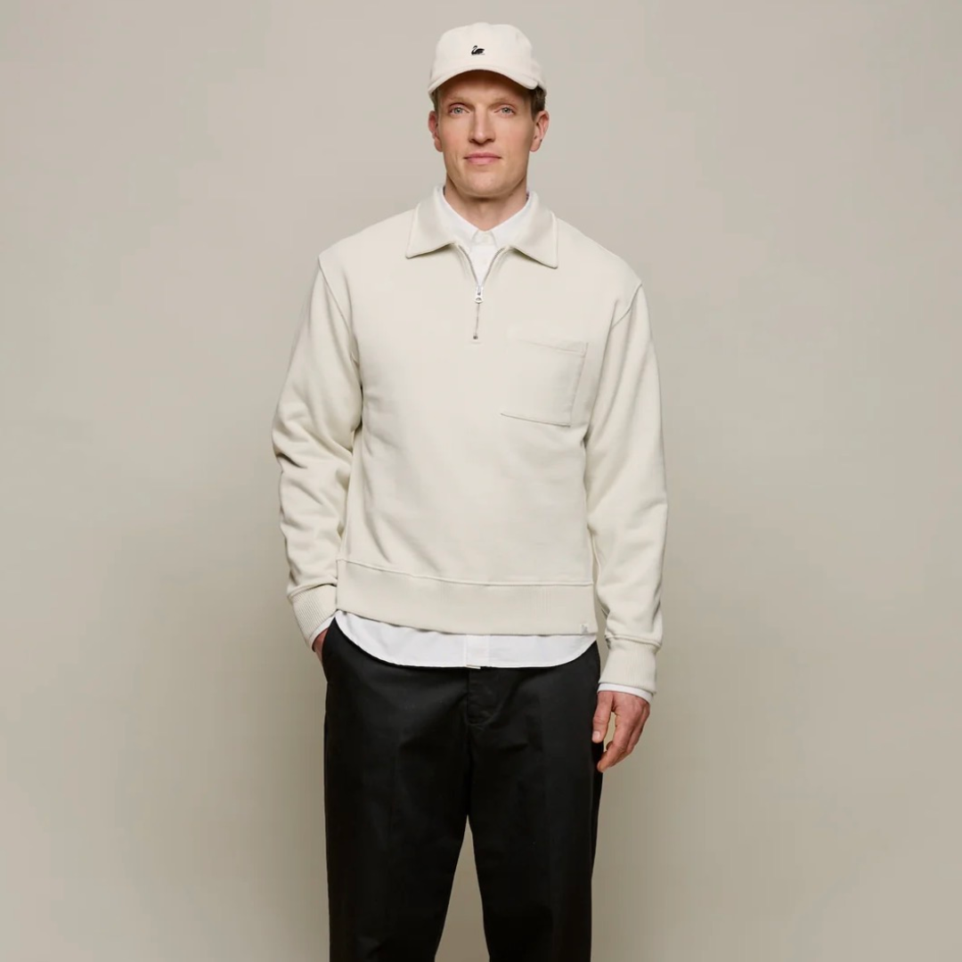 Merz b. Schwanen - Zip Collar Sweatshirt Ecru