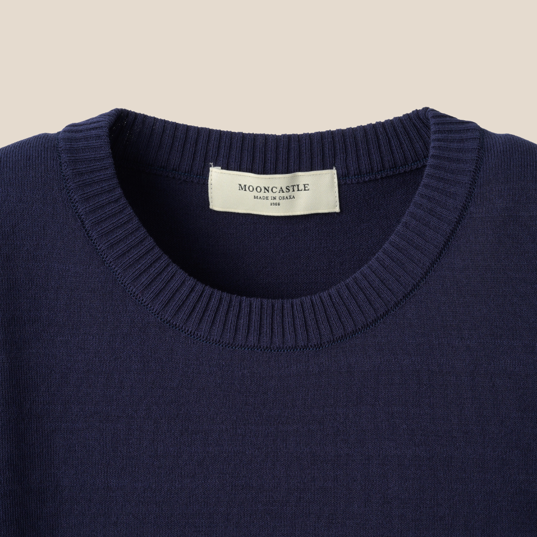 Mooncastle - Ice Cotton Crewneck, Short Sleeve - Navy